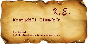 Kostyál Elemér névjegykártya